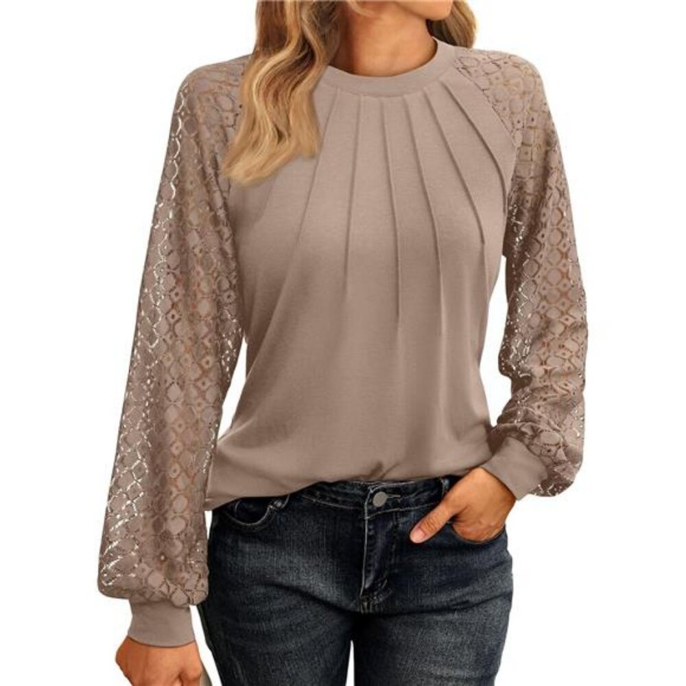 Womens Long Sleeve Shirts Lace Tops Business Casual‎ Fashion Outfits Clothes
